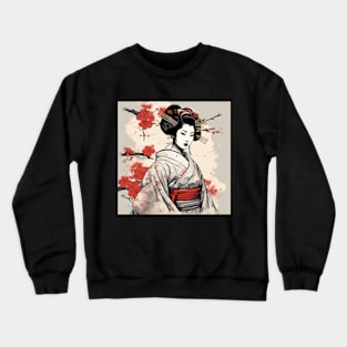 beautiful geisha portrait Japanese style art Crewneck Sweatshirt